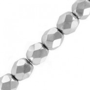 Czech Fire polished faceted glass beads 3mm Aluminium silver